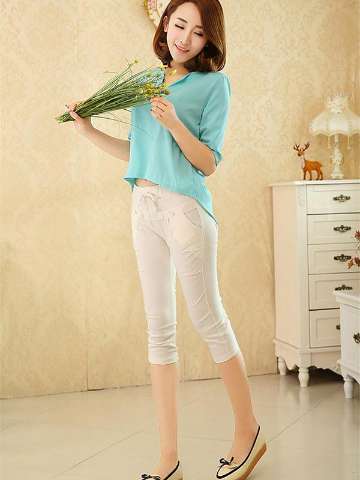 Women Elastic waist cotton linen pants thin  casual summer slim fit harem pants