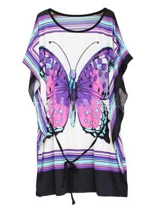 Butterfly Printed Mini Beach Casual Oversize Soft Dress Maxi Dresses