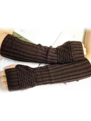 Fingerless Elastic Winter Thick Arm Warmers Gloves for Ladies