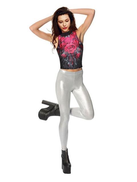 2015 Women Fashion Digital 3D Floral Sleeveless High Neck Slim Crop Tank T-shirt Short Top