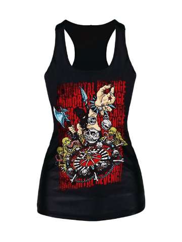 Ladies Summer Zombies Skull Digital Print Tank Tops Blouse Gothic Steampunk T-Shirts