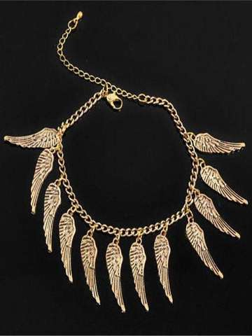 Retro Bronze Angle Wings Ankle Bracelet Foot Chain Foot Ornament