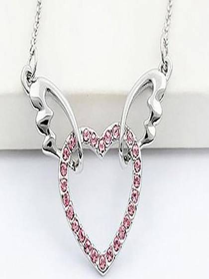 Fashion Full Drill Hearts Sweater Chain Hollow Out Heart Angel Wings Pendant Long Chain Necklace&Pendant