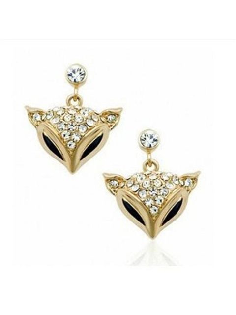 Fashion Fox Head Stud Earrings Full Drill Earrings for Party Wedding
