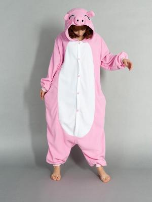 Lovely Unisex Pink Pig Pajamas Kigurumi Ladies Adult Animal Sleepwear Costumes Dress