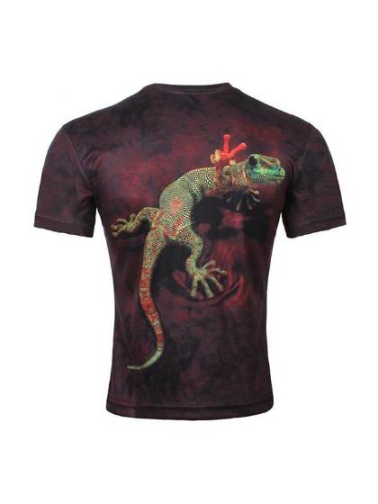 Unisex Men Fashion Short Sleeve 3D Digital Gecko Print T-shirt Top
