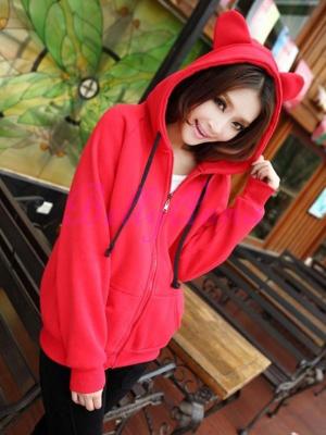 HOT Cute Animal Bear Ears Hooded Hoodies Zip Up Jacket Warm Coat Sweatshirts & Hoodies