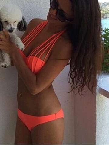 Sexy Women's Strappy Padded Bandage Bikini Top + Bottom Swimsuit Swimwear 2 PCS Sexy Set