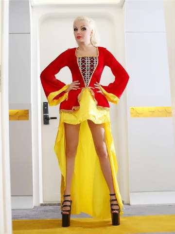 Deluxe Medieval Queen Long Dress Coat Halloween Costume Set Carnival Fancy Party Dress