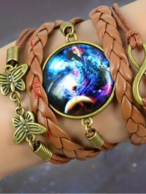 NEW Men Women Bracelet Jewelry Fashion Bracelet Lovely Space Pendant Suede Leather Bracelet Bangles Gift