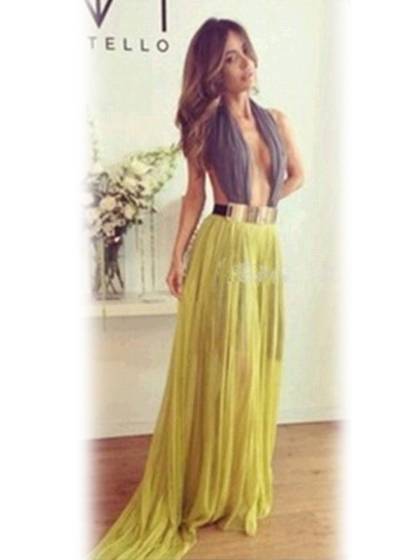 New Style Night Clubwear Dresses Sexy Women Yellow Patchwork Bandage Evening Party Prom Dress