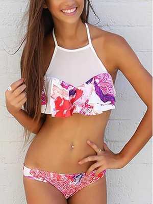 New Women Fashion Summer Sexy  Halter Backless Swimwear  Tankini  SwimSuit Two Pieces