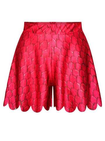 Women's Summer Red dragon egg Digital Print Cute Shorties Shorts Skirt (Red)