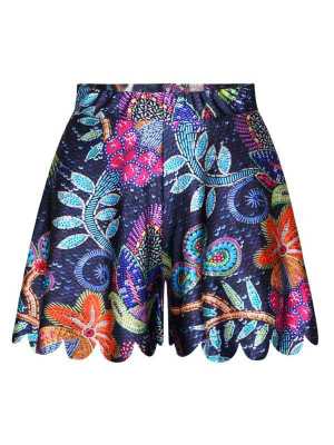Women's Summer Blue sky Digital Print Cute Shorties Shorts Skirt (Blue)