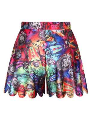 Women's Summer Coins Digital Print Cute Shorties Shorts Skirt (Purple)