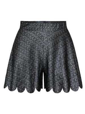 Women's Summer CHAINMAIL SHORTIES Digital Print Cute Shorties Shorts Skirt (Black)