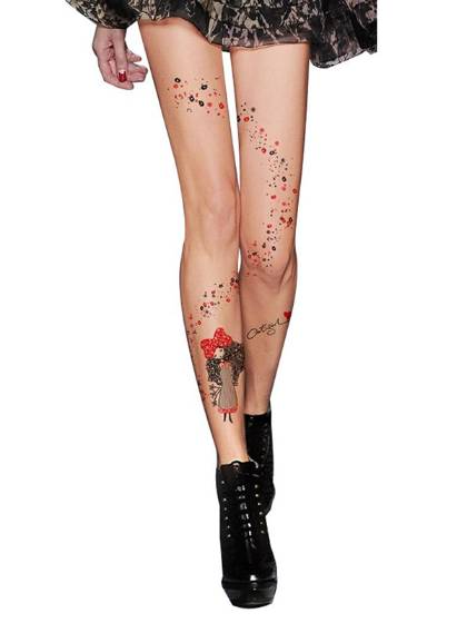 Fashion Sexy 15D Printed Tattoo Tights Stockings Transparent Women Pantyhose