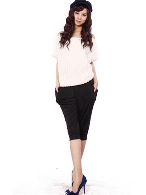 Women's Summer Ice Silk Casual Style Knee High Leggings Tight Harem Pants Skinny Leggings