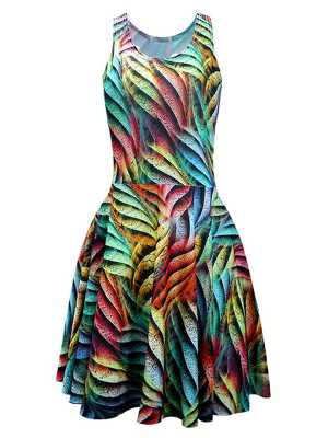 Vintage Erotic Sleeveless Summer Colorful Casual Vintage Dresses Club wear