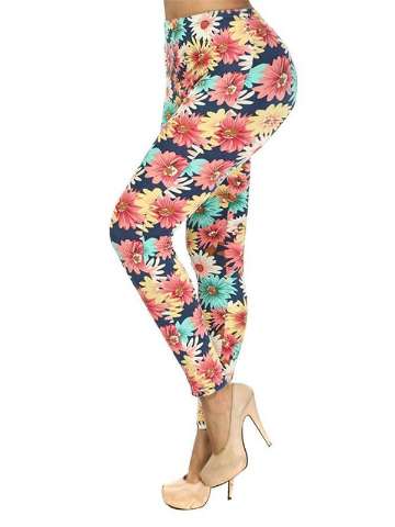 Women's tropical daisy Pattern Tie Dye Graphic Stretchy Tights Leggings Pants