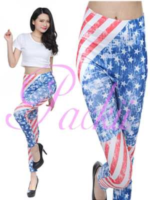 Flag Print Women's Fashion  Low Waist Slim Women's Fashion Digital Print Cheap Legging