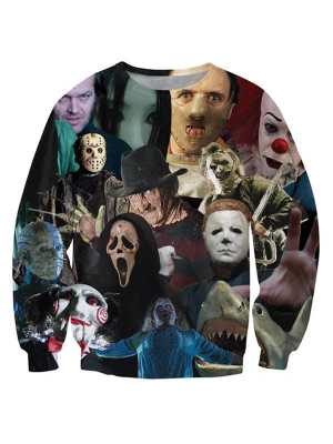Spring Autumn New Fashion 3D Print Cool Horror Sweatshirts Hoodies Pullovers Tops Sweats Hoody