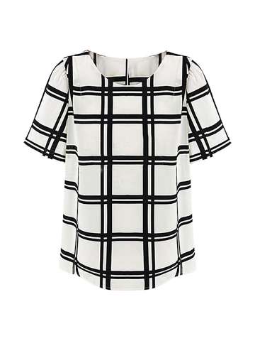 Women Fashion Striped Summer Blouse Short Sleeve Loose Shirt Tops