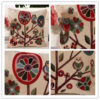 Cotton Pillow Cover Vintage Linen Cotton Floral Pillowcase Sofa Seat Car Cushion Cover Throw Case