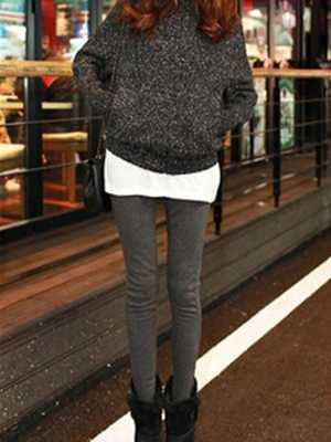 Women's Fashion Autumn And Winter Stretchy Thick Velvet Leggings With Side Zipper