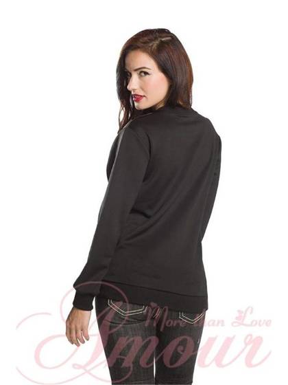 Womens Stylish Gothic cheshire cat card Wonderland Pullover Sweater Top