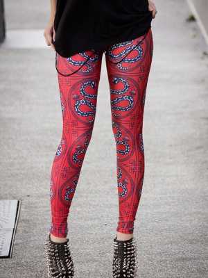 Trendy Celeb Inspired Chinese Snake Digital Print Women Tights Pants Leggings O/S