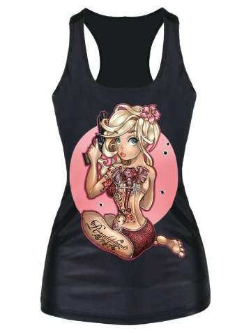 NEW Summer Fashion Women's Gothic Punk Skull Monroe Print Tank Top Blouse Shirts_trq