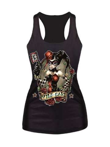 Women 3d Print Tank Top Clubwear Gothic Punk T-Shirt(Black)