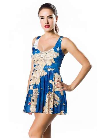 Game of Thrones Westeros  Digital Print Scoop Skater Dress Clubwear Sundress