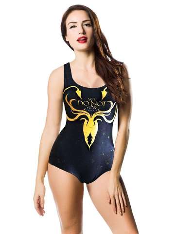  Greyjoy Digital Print Romper Swimsuit Monokini