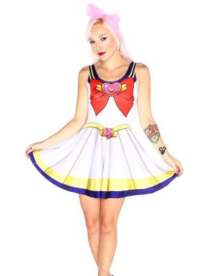 Women's Fashion Digital Print Sailor Moon Mercury Venus Chib Moon Uniform Dress