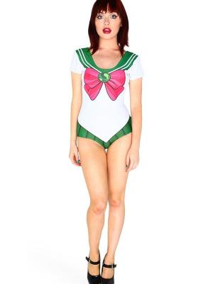 Girl Digital Print Pleated Cartoons Cosplay Sailor Moon Bikini Miniskirt Swimwear
