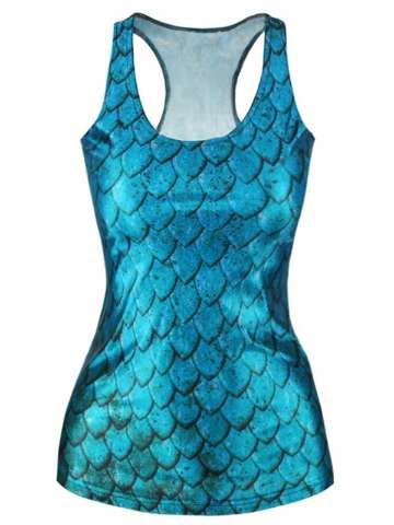 Quality Digital Print Blue Dragon Egg Tank Top Clubwear Gothic Punk T-Shirt