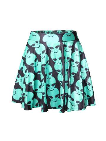 Women's Fashion Reversible Summer Retro Digital Print Elien Skater Mini Skirt