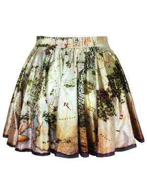 Vintage Rockability Digital Print Short Dresses Mini Skirt Flared Pleated