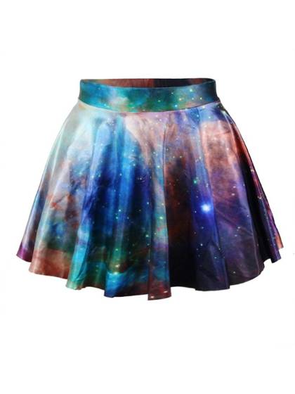 Womens Fashion Retro Vintage Rockability Skater Galaxy Digital Print Bottom Skirt