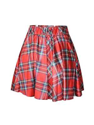 Summer Fashion Retro Digital Print Scotland Skater Mini Skirt