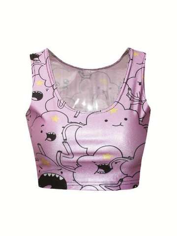 Women's  Fashion Sleeveless 3d Digital Print Crop Top Tanks