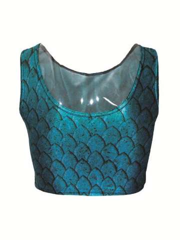 Women's Sleeveless game of thrones RHAEGAL DRAGON EGG Emotion Digital Print Crop Tops (Blue)