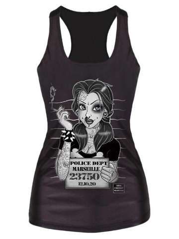 Womens Miss Cherry Martini Digital Printed Sleeveless T Shirt Vest Tank Tops