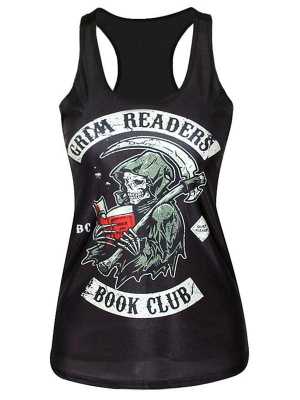 Womens Reader Digital Printed Sleeveless T Shirt Vest Tank Tops