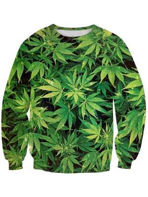 Women's Fashion Spring Autumn Pullover Sweatshirt Digital Print Galaxy Mariguana Sweatshirts & Hoodies