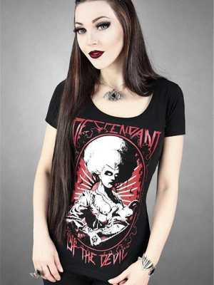 High Quality Rockability Punk Tank Gothic Short Sleeve T-shirt Digital Print Zombie Beauty Top