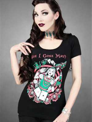 High Quality Rockability Punk Tank Gothic Short Sleeve T-shirt Digital Print Zombie Beauty Top