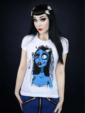 Rockability Women Punk Fashion High Quality Tank Dress Gothic T-shirt Digital Print Zombie Beauty Top